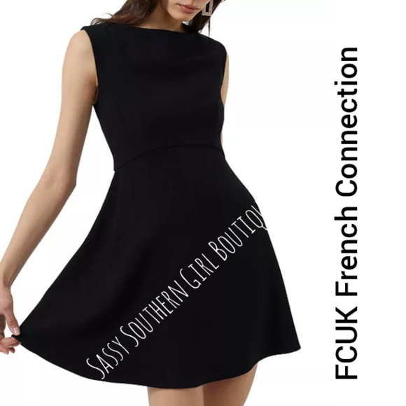 ⭐🆕FCUK French Connection black fit and flare mini dress - Picture 4 of 9